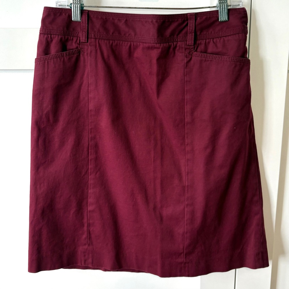 J. Crew Burgundy Cotton Stretch Skirt in Size 6